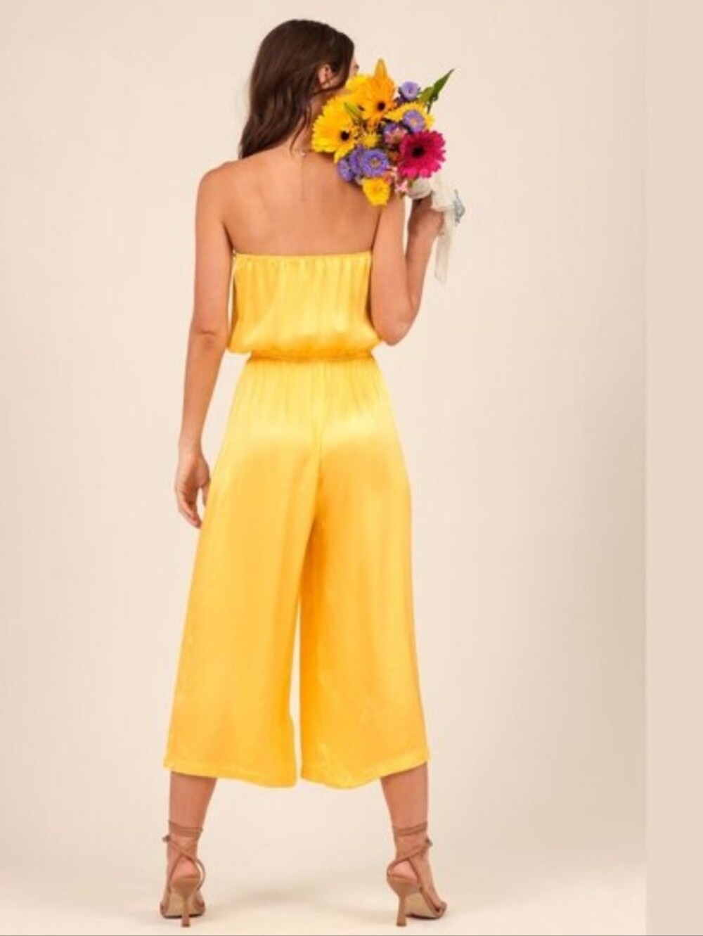 Floral Strapless Jumpsuit - Pink & Cream - Picture 3 of 5